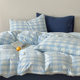 Wholesale bed sheet quilt cover naked sleeping cotton four-piece set plaid cotton rain-white double-layer gauze bedding for all seasons