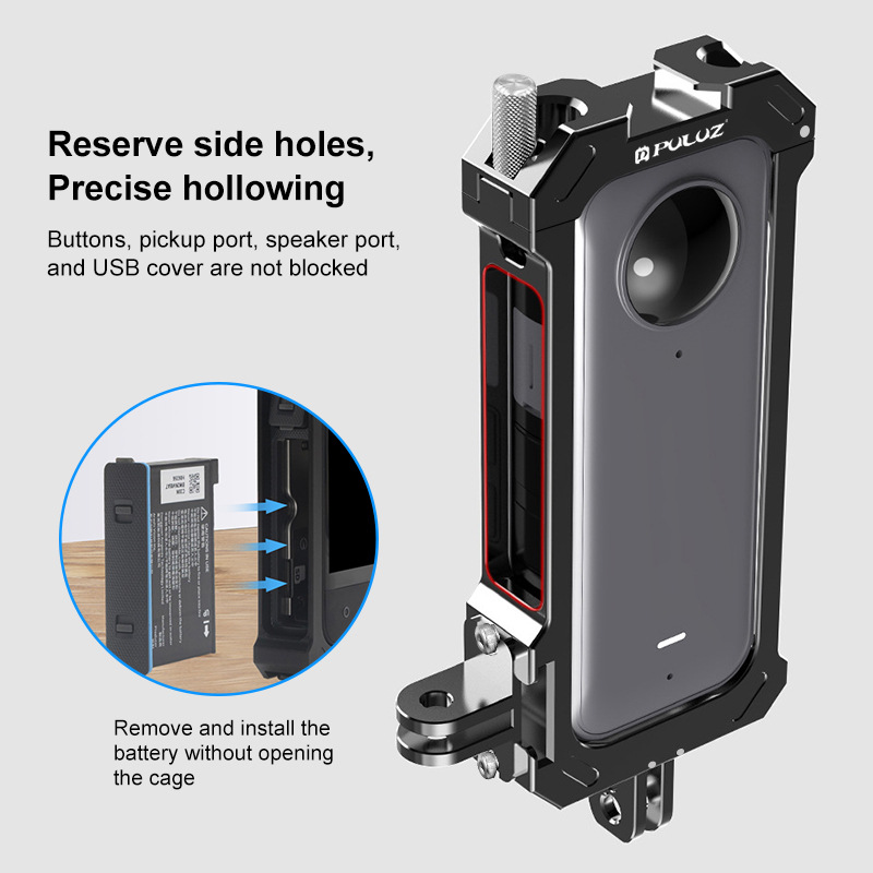 PULUZ Fat Cow adecuado para Insta360 X3 cámara panorámica marco de protección Metal jaula Conejo frío botas expansión Shell