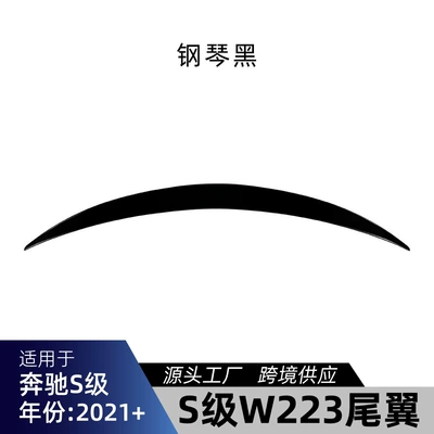 Suitable for Mercedes-Benz S-Class W223 2021+ AMG, special ducktail spoiler, cross-border modification (Fixed wind wing) - piano-black