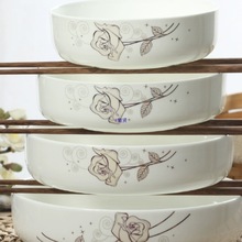 超深盘子 家用蒸蛋碗菜盘骨瓷沙拉盘微波炉陶瓷套装大号餐具套装