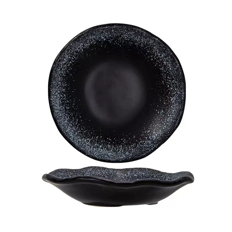 Japanese-style ceramic serving plate, microwave-safe stoneware, creative irregular shape, multiple colors