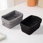 跨境手工收纳篮 冰丝线针织水果收纳筐浴室置物篮收纳袋桌面装饰