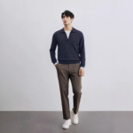 老钱风假两件polo领男秋冬季新款休闲针织衫翻领毛衣男装秋上衣服