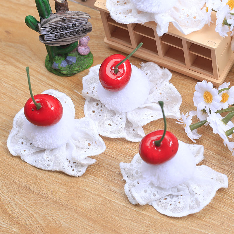 新款卡通可爱仿真雪顶樱桃布艺diy洞洞鞋发饰配件材料批发