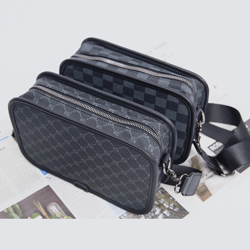 Bolso de hombro de la moda a cuadros moda callejera bolso de hombro pequeño bolso de mensajero de los hombres del estilo coreano bolso cuadrado pequeño del viajero ocasional bolso de los hombres