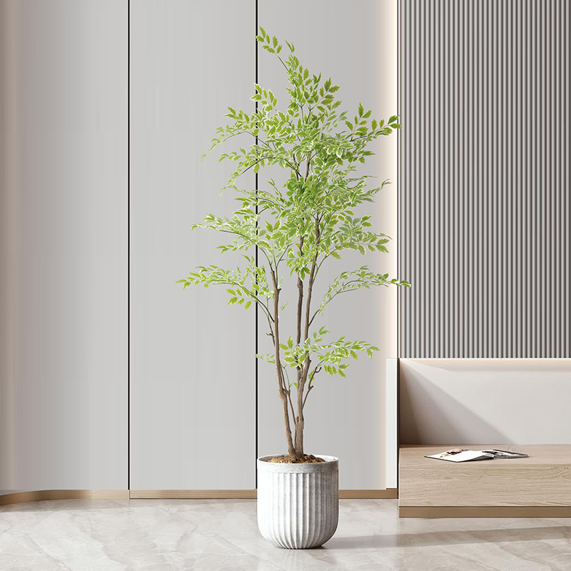 Planta verde artificial planta interior sala de estar piso árbol artificial bonsai planta biónica Olmo nuevo chino Planta artificial image 5