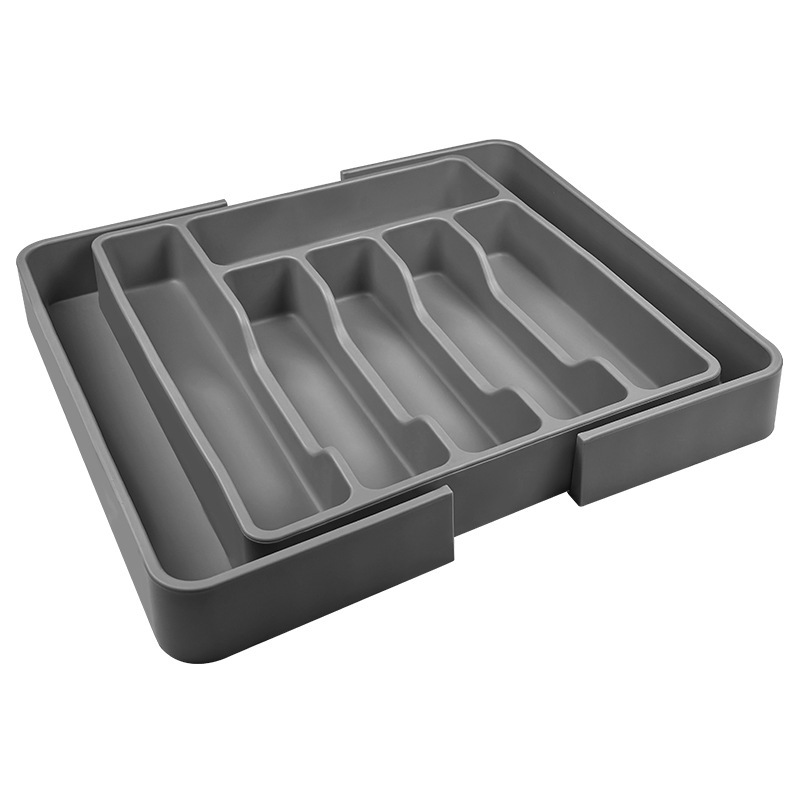 Caja de almacenamiento de vajilla de silicona, cuchillo y tenedor de cocina, palillos, estante de clasificación de compartimento, cajón de gabinete, estante de almacenamiento de vajilla, caja