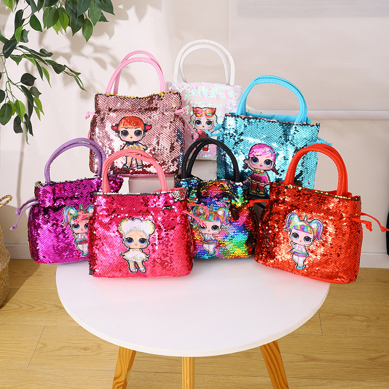 Girl's Small All Seasons Pu Leather Cartoon Cute Sequins Bucket Magnetic Buckle Handbag display picture 2