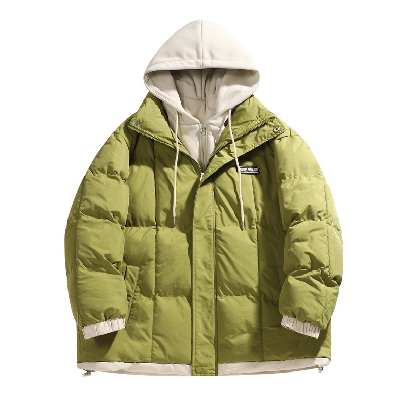 Chaqueta acolchada de algodón para hombres Otoño e Invierno forrada de lana engrosada marca de moda Chaqueta acolchada de algodón para jóvenes Estudiante de secundaria falso Abrigo acolchado de algodón de dos piezas