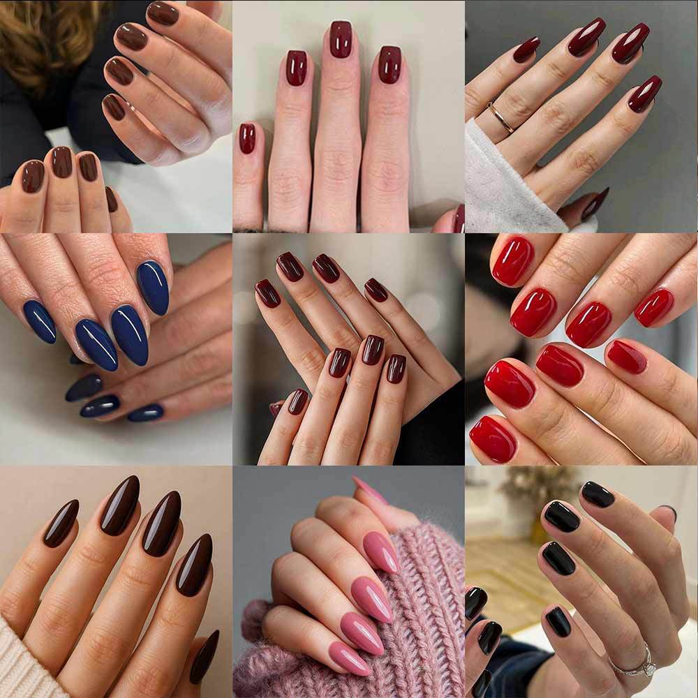 Comercio exterior otoño y invierno temporada de uñas de color sólido atmósfera sensación de vino rojo desgaste uñas falsas venta al por mayor transfronterizas
