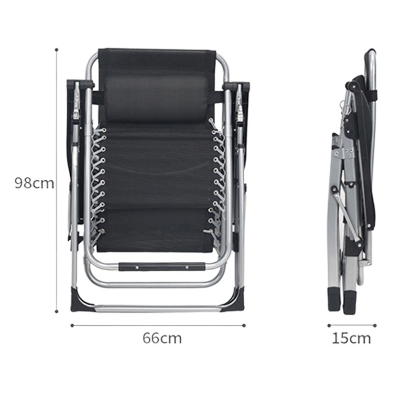 Silla plegable, balcón al aire libre, hogar para ancianos, cómoda silla plegable, oficina de sol, sillón reclinable negro con respaldo perezoso