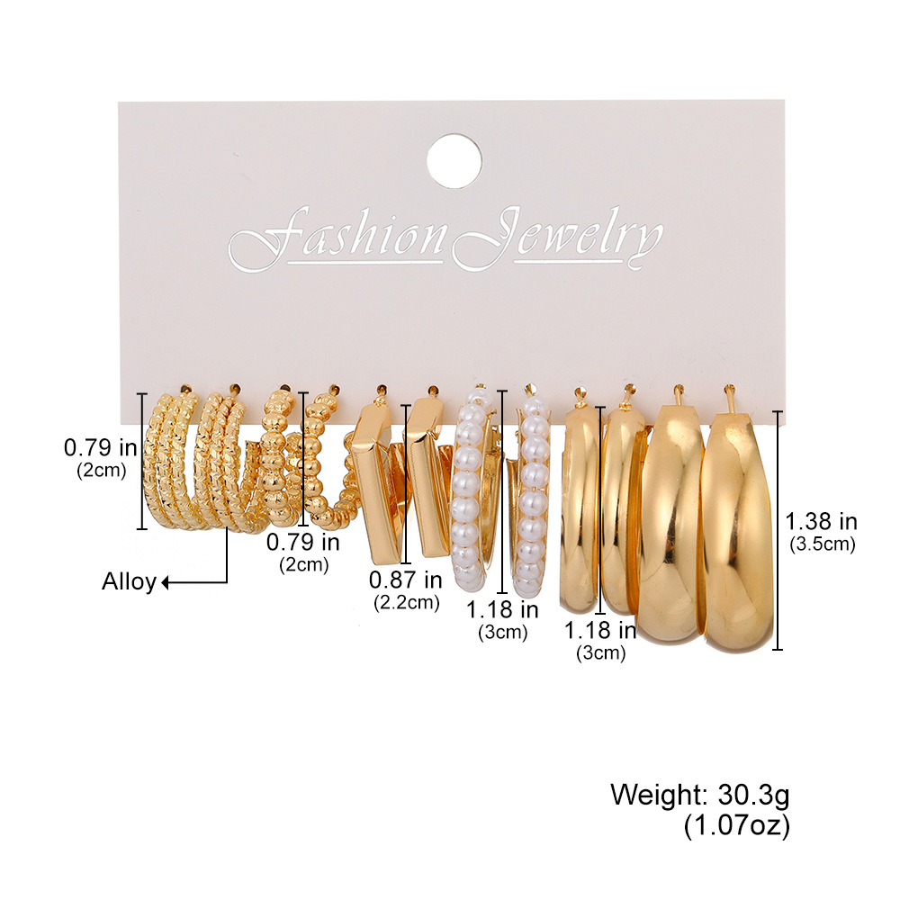 23g Weight Steel needle Ear Needle Material 1 Set Simple Style Geometric Plating Alloy Hoop Earrings Ear Studs