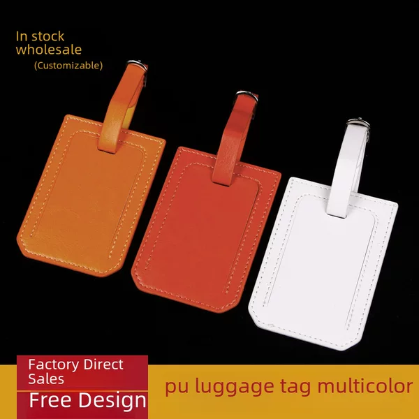 In stock PU leather luggage tag luggage boarding tag multi-color PU luggage tag luggage tag printed logo