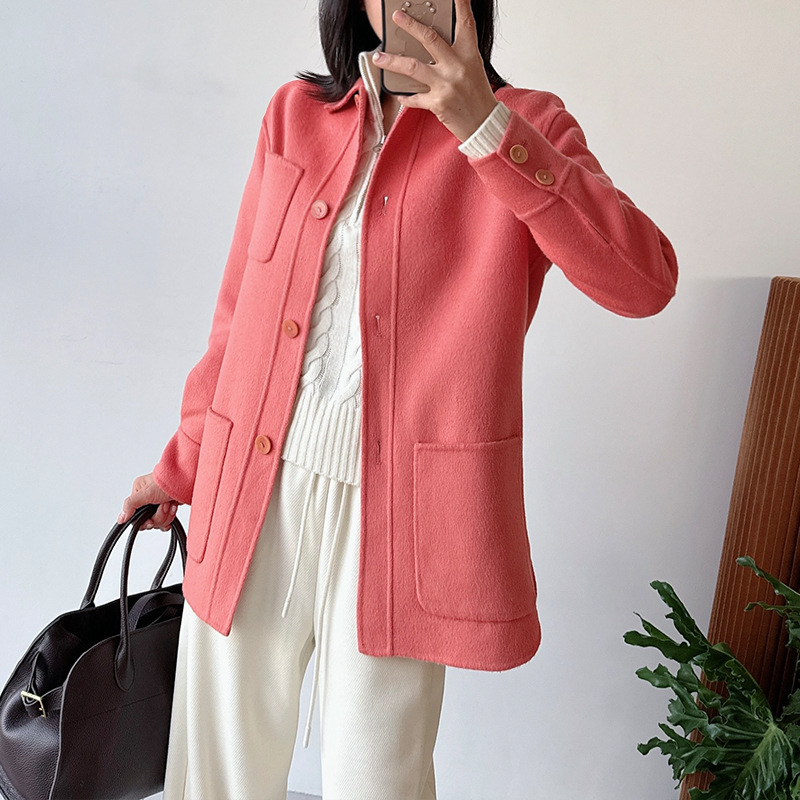 Italian Lp Cashmere Wool Coat for Women, Short Style, 2026 New Korean Fashion, Age-Reducing Woolen Coat for Women