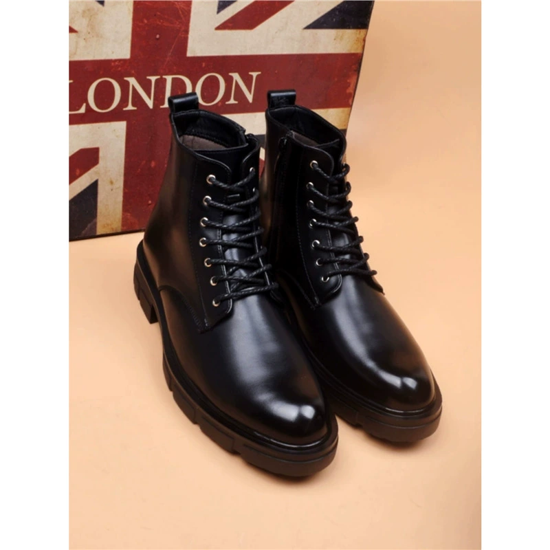 Осенние и зимние мужские деловые бархатные теплые хлопчатобумажные сапоги высокие сапоги Martin сапоги на открытом воздухе ковбойские сапоги сапоги кожаные сапоги мужские