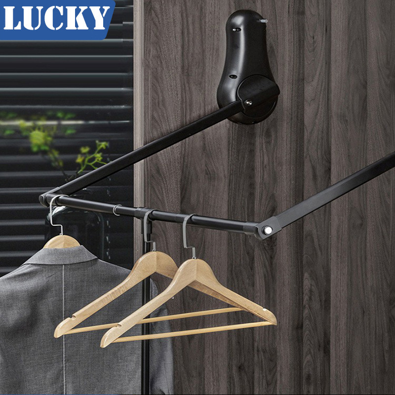 Lak Wardrobe Cloakroom Pull-down Clothes Hanging Telescopic Cushion Lifting Hanger Clothes Hanger Width Adjustable Hardware