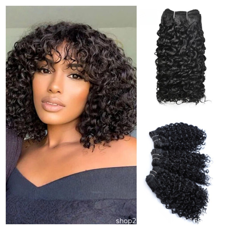Cross-Border European and American Aliexpress 25- 50cm Curly Water Small Curl Synthetic Hair Extensions Hair Curtain