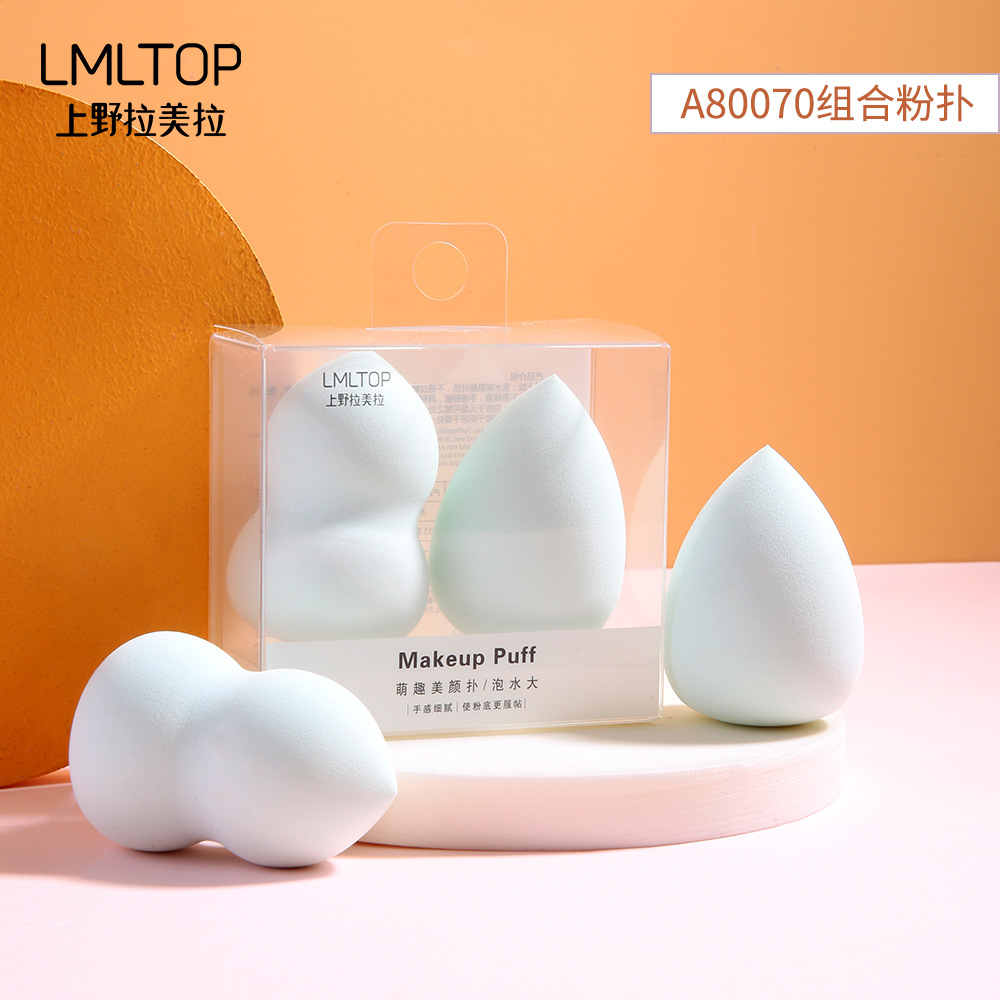 LMLTOP empapado en agua, gran huevo de belleza, 2 paquetes, jacinto de goteo seco y húmedo, corte oblicuo, soplo de maquillaje A79956