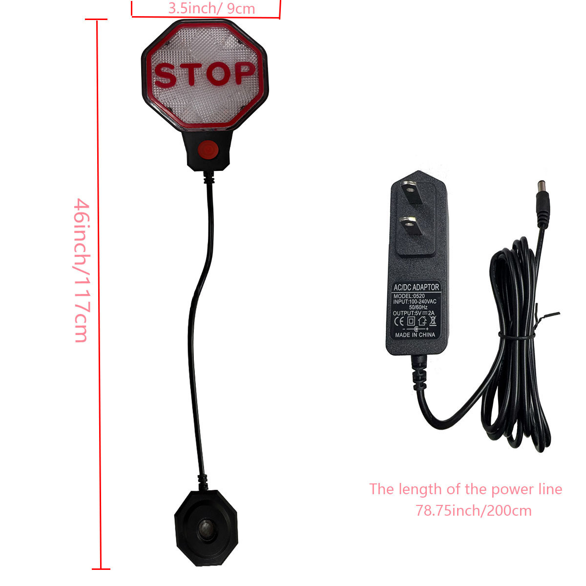 Adjustable Garage Parking Sensor Aid with Led Indicator Dual Power Rotary Connector