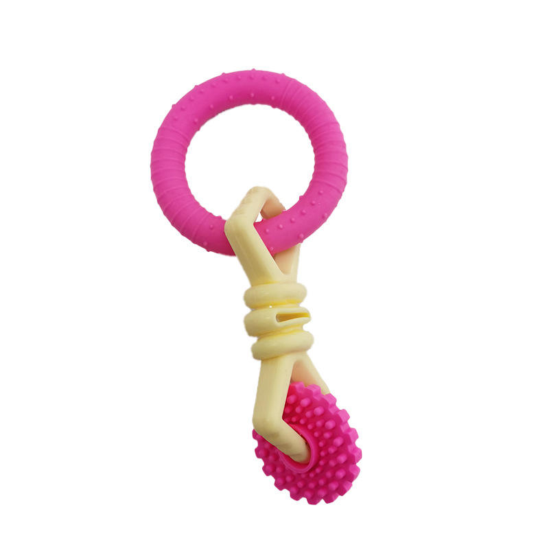 Nuevo juguete para mascotas TPR engranaje de anillo de hueso de tres cadenas perro juguete de dientes molares resistentes a mordeduras limpieza entrenamiento interactivo