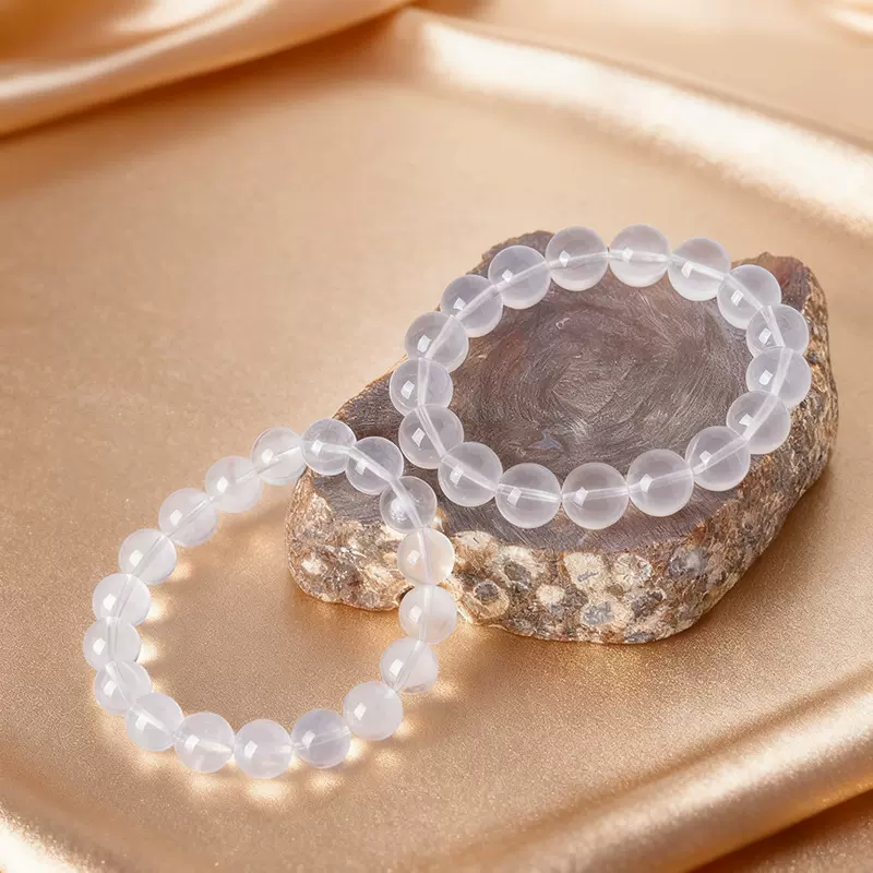 天然奶白晶白水晶散珠子diy多宝手链项链水晶珠子单颗圆珠手作珠