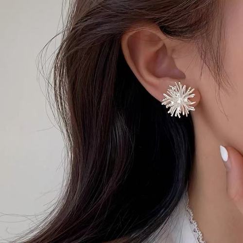 925 Silver Needle Fireworks Earrings for Women, Unique and Light Luxury, 2025 New High-End Earrings, Elegant and Stylish Earrings