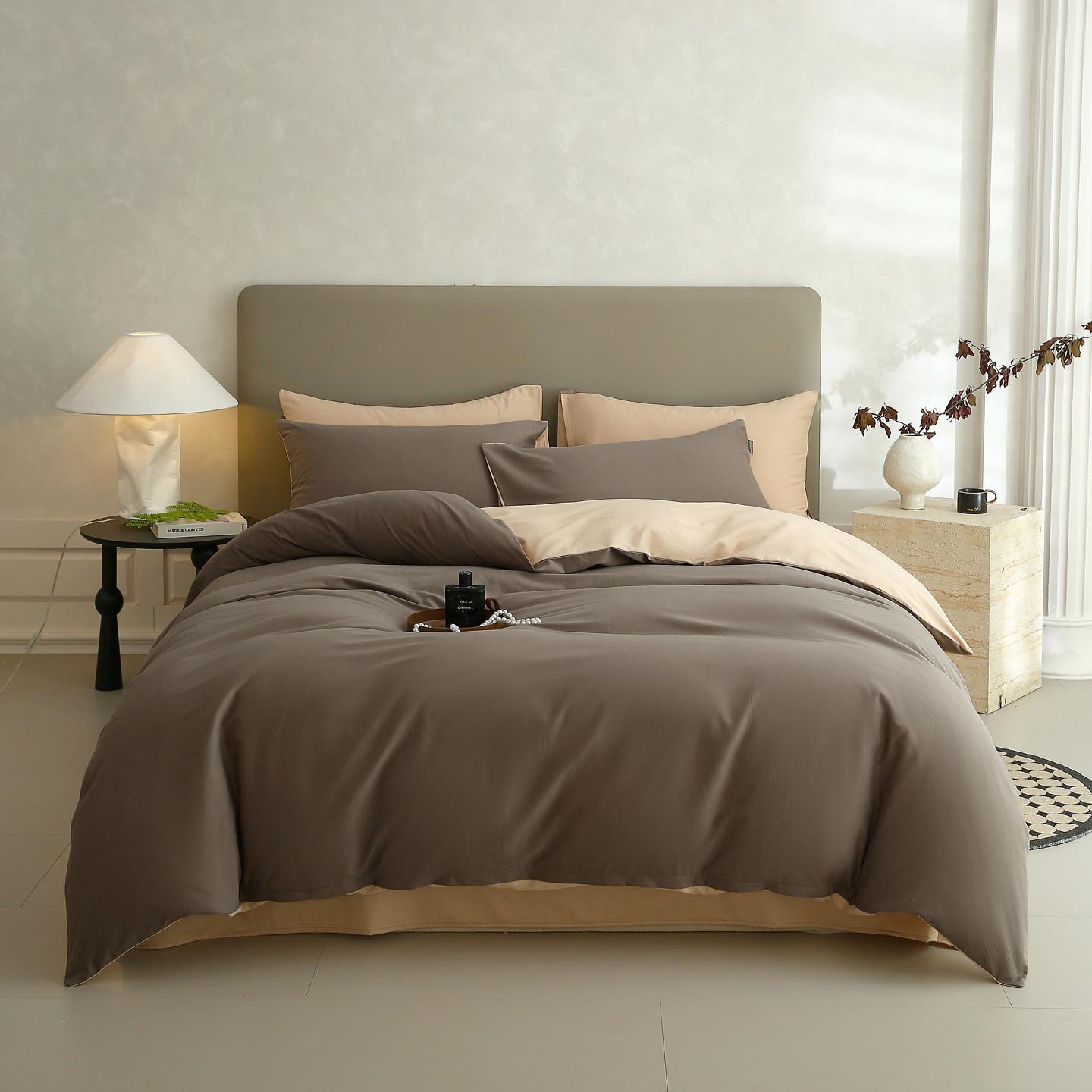 100% algodón conjunto de cuatro piezas 60 algodón de lana larga de color sólido dobles de algodón grueso cama dormitorio de estudiantes tres piezas conjunto simple