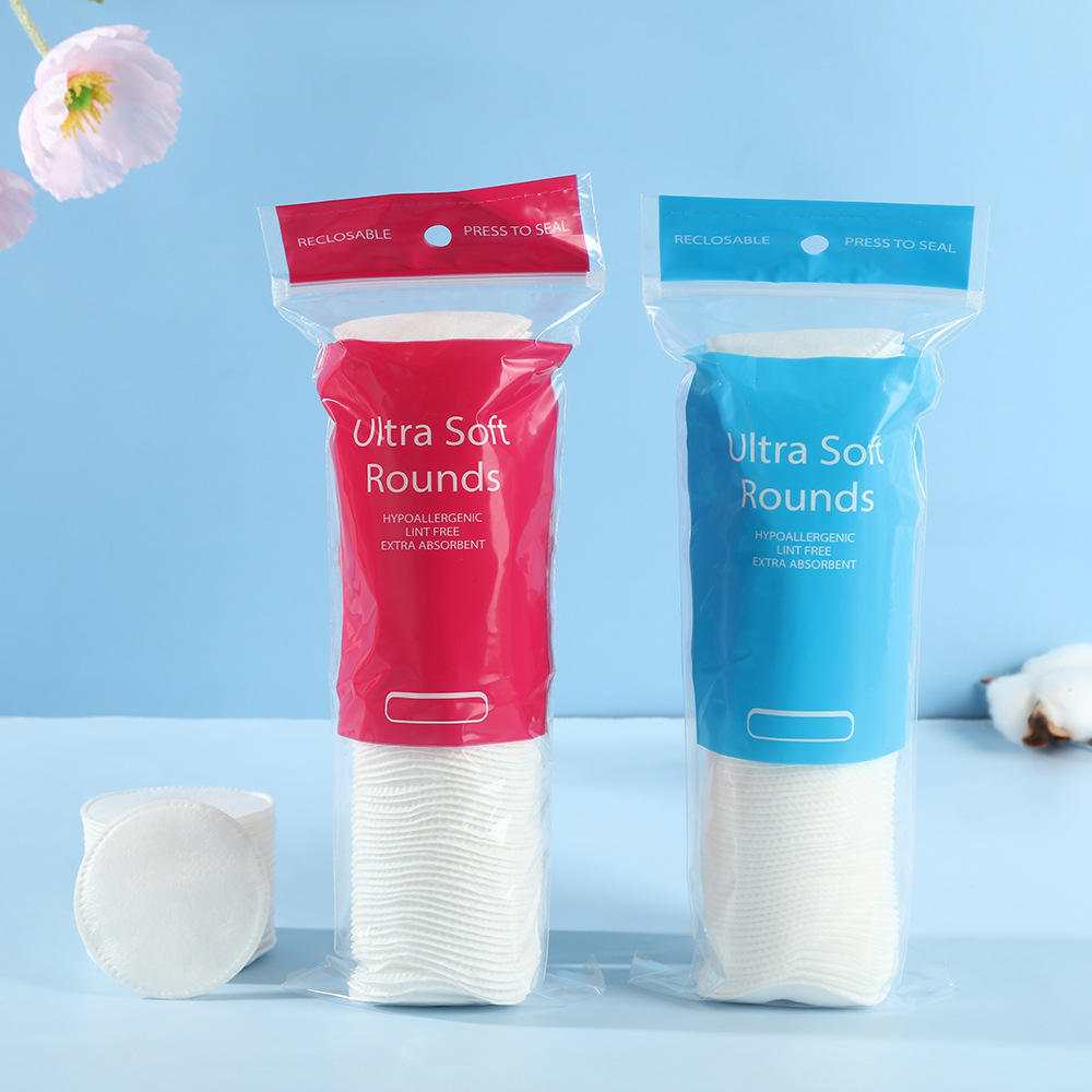 Transfronterizo redondo algodón cosmético agujero de agujero cerrado borde de tres capas de algodón desmaquillaje grueso 100 piezas de bolsa de algodón húmedo plano