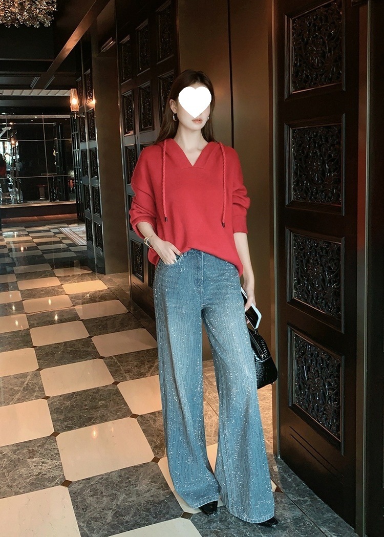 Women's Clothing Galaxy Rhinestone Denim Jeans Super Sparkly Mineral Grey Brushed Warm Regular Fit Women's Spring/Autumn Fashion_ecoleips.com