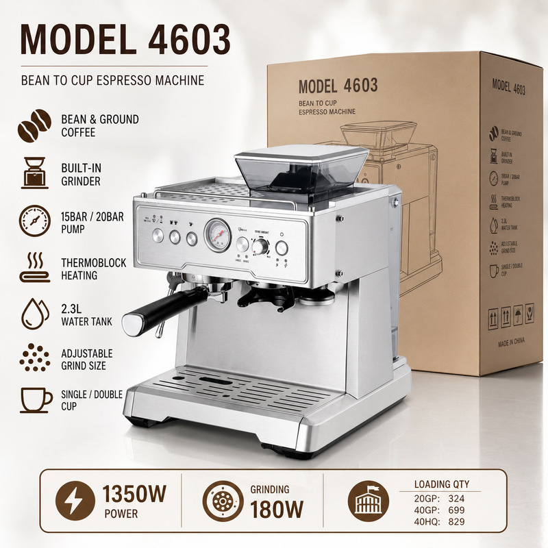 Cross-border Italian coffee machine semi-automatic household concentrated with grinding all-in-one machine cappuccino coffee maker Cross-border Italian coffee machine semi-automatic household concentrated with grinding all-in-one machine cappuccino coffee maker