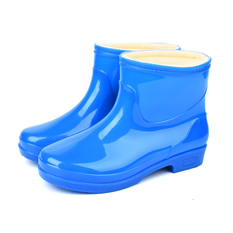 Zapatas de lluvia de mujer, botas de lluvia de cacho corto para adultos, zapatos de goma de cocina de barril bajo resistentes al desgaste, impermeables, antideslizantes, zapatos de agua calientes. image 12