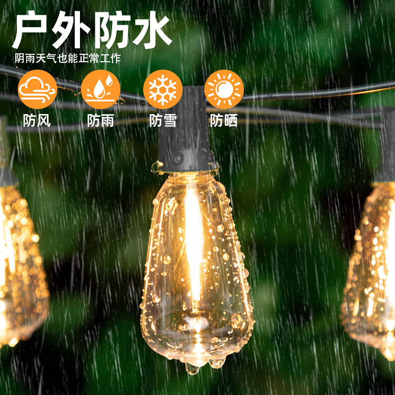 ST38 solar al aire libre string led transfronterizo impermeable control remoto Navidad colgar árbol decoración string de luces camping luz de atmósfera