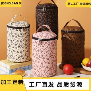 简约字母圆筒保温包大容量创意外出午餐收纳便当包源头工厂可定制