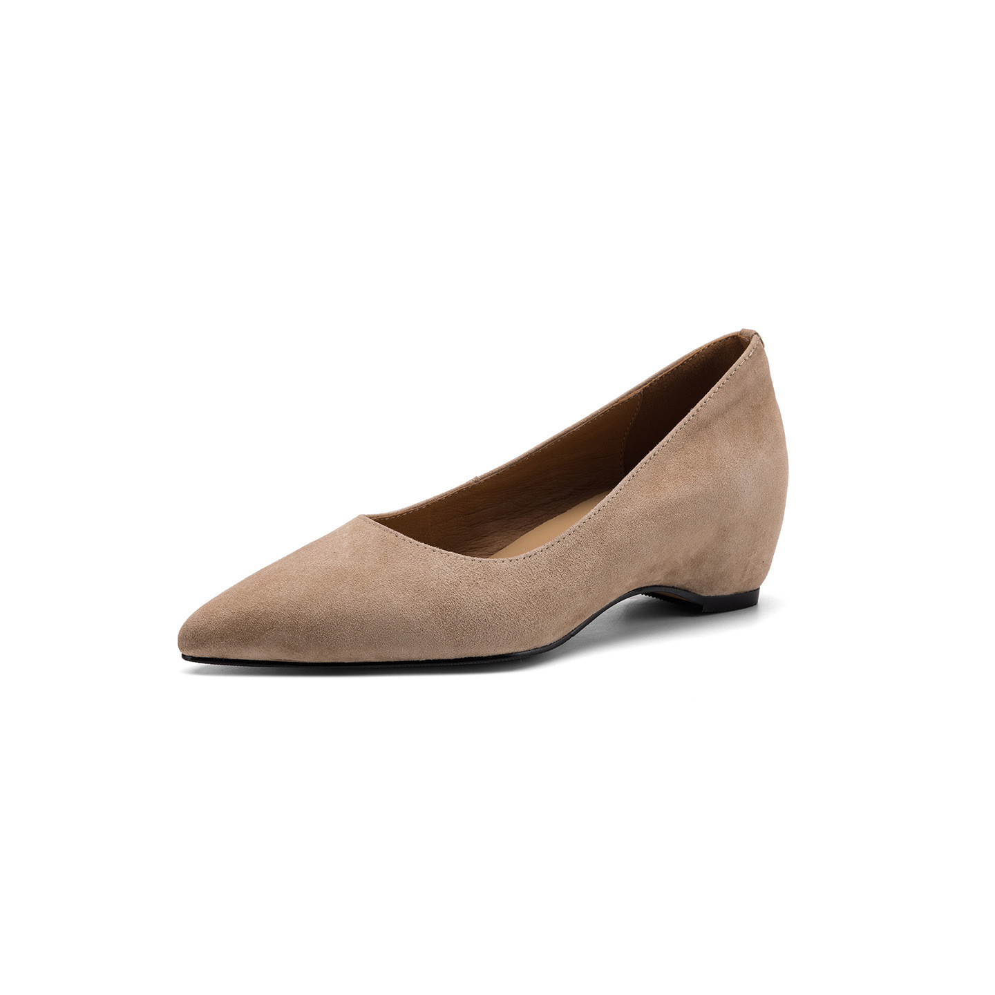 Giày cao gót nữ mũi nhọn da bò, gót 4.5 cm, phong cách Hàn Quốc đơn giản — Da bò màu hạnh nhân chi tiết 29