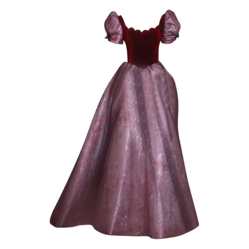 Manga de burbuja princesa novia tostada vestido Examen de arte vocal música anfitrión coro compromiso vestido de novia vestido de noche