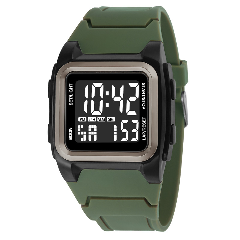 Nuevo cuadrado estudiante digital cronometraje reloj electrónico moda deportes al aire libre montañismo alarma luminoso reloj electrónico