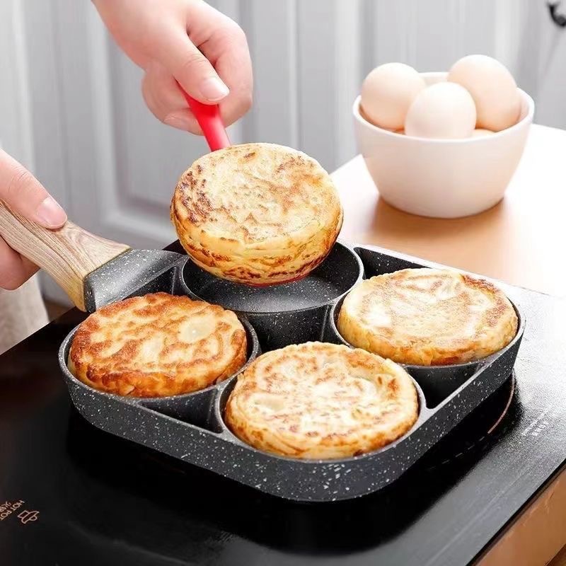 Cross-border Maifanstone non-stick four-hole egg pan, egg pan, flat egg dumpling pan, breakfast multi-functional steak pan