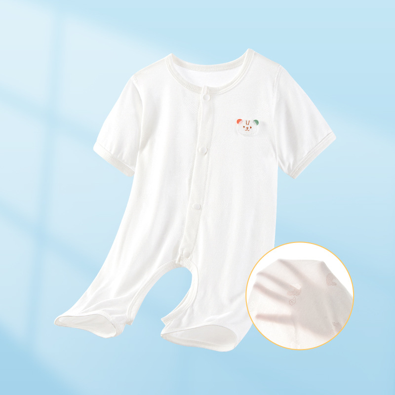 Baby summer overcoat recién nacido delgado pijama abierto de mangas cortas para niños, niñas y niños, ropa de verano para bebés image 7