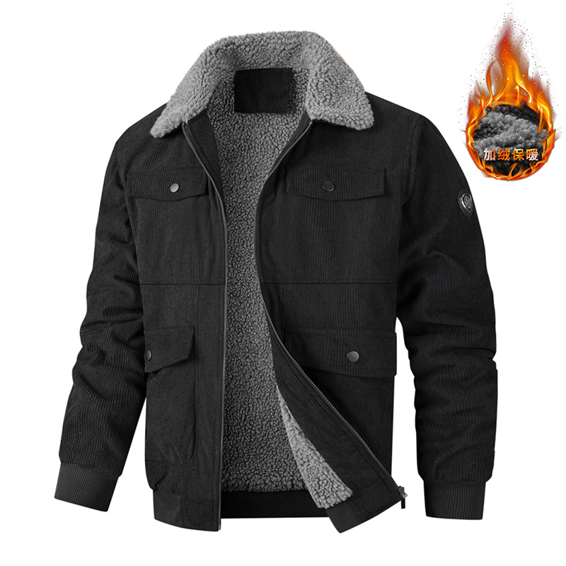 Chaquetas de pana chaquetas de otoño e invierno hombres más chaquetas de bolsa múltiple engrosadas chaquetas de cordero de comercio exterior chaquetas transfronterizas