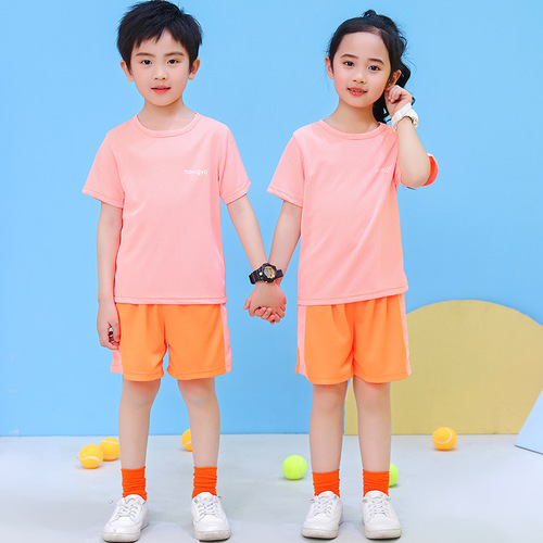 Children's short-sleeved suit summer boys' quick-drying sports suit girls' basketball T-shirt + shorts football suit two-piece set