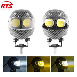 New Modified Led Motorcycle Helmet Snakeskin Watermark Sexy Shell White and Yellow Two-Color Spotlight Electric Car Light