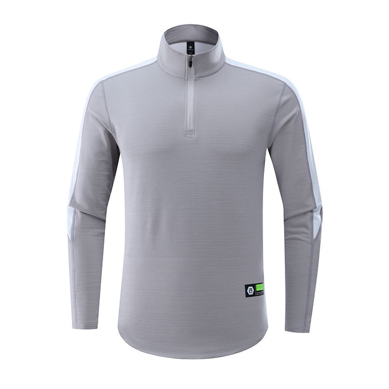 Primavera y otoño de los hombres al aire libre collar rápido ropa seca correr entrenamiento de acondicionamiento físico transpirable medio cremallera manga larga personalizada LOGO