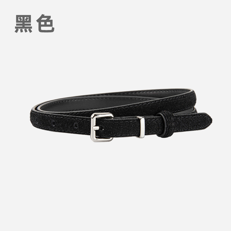 日系小裤带女士磨砂反绒真皮腰带装饰牛仔裤配饰时尚百搭细皮带女|undefined