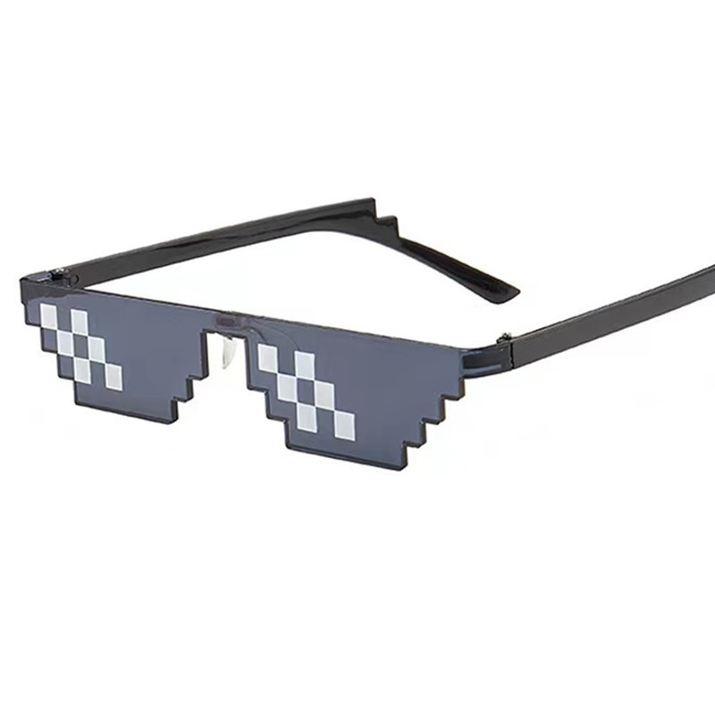 Glasses de mosaico cuadrado, personalidad de píxeles de dos dimensiones, gafas de sol divertidas, gafas de sol de mosaico de doble fila. image 5