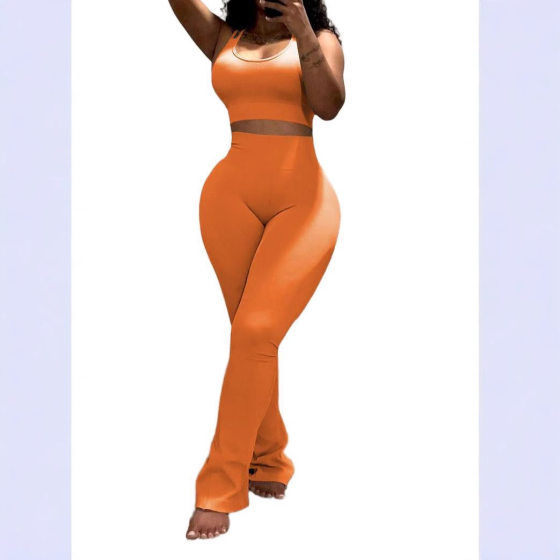 European and American Yoga Bell-Bottom Pants for Women, Tummy-Tightening, Butt-Lifting, Quick-Drying Running Casual Camisole, Tights, Sports Suit