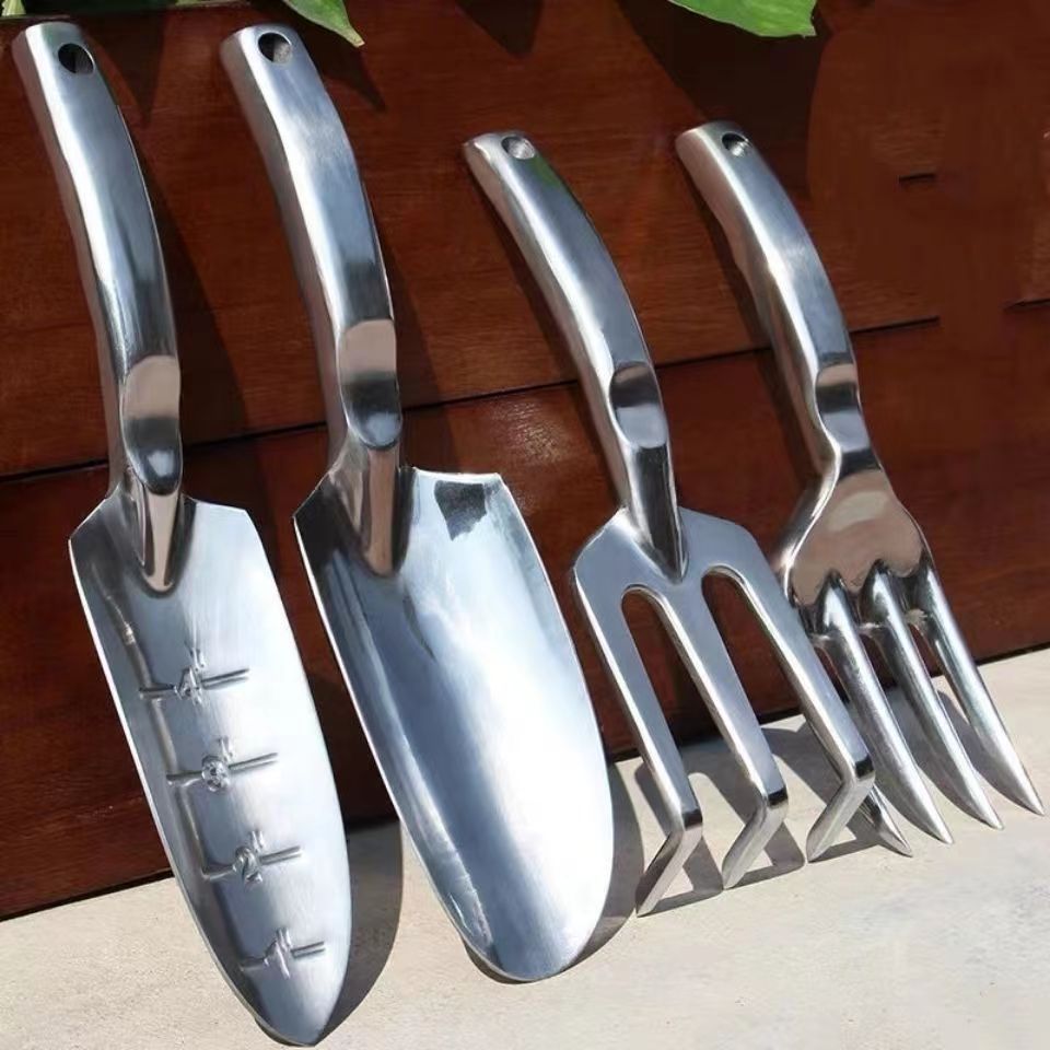 Amazon fuente transfronteriza fábrica de herramientas de jardinería traje de aleación de aluminio traje de jardín pala de rastrillo pala de una pieza