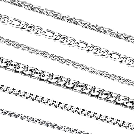 Amazon Explosions Stainless Steel 5-Piece Necklace Chain Can Match Pendant Fashion Figaro Cuba Necklace