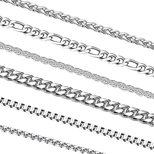 Amazon Explosions Stainless Steel 5-Piece Necklace Chain Can Match Pendant Fashion Figaro Cuba Necklace