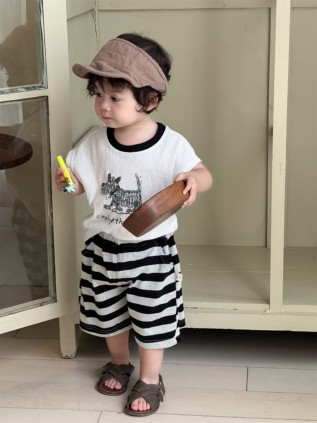 Traje para niños estilo fino de verano ropa para niños coreanos traje de manga corta con estampado de niños y cachorros ropa de bebé verano nuevo estilo image 6