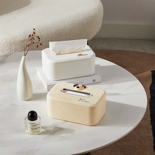 Self-designed cream-style desktop tissue box, wall-mounted punch-free cute cartoon tissue paper storage box